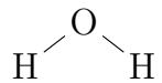 Diagram of the water molecule showing its bent geometry with an O–H bond angle of about 104.5°, indicating the partial charges on hydrogen (δ+) and oxygen (δ−)