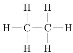 Structural formulas showing ethane with two carbons, propane with three carbons, and butane with four carbons, all with single bonds between carbon atoms and the remaining bonds to hydrogen atoms.