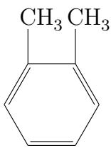 Three structural formulas showing ortho-xylene with methyl groups on adjacent carbons, meta-xylene with methyl groups separated by one carbon, and para-xylene with methyl groups on opposite carbons of the benzene ring.